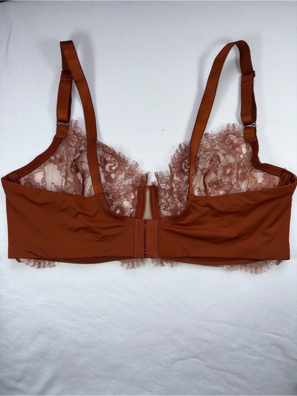 Skarlett Blue Terracotta Rust Lace Unlined Balconette Bra 36DDD - Picture 4 of 8